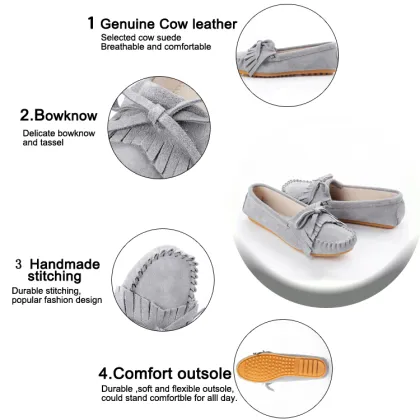 Comfortable Genuine Leather Loafer Moccasin Shoes for Women