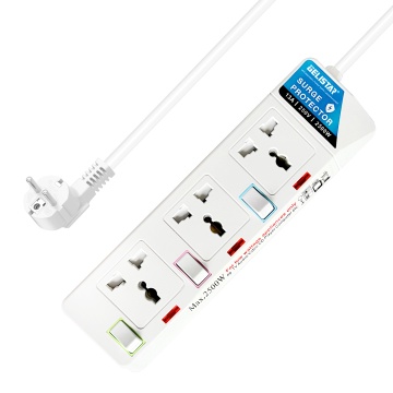 2023 Gelistar Universal Extension Socket met schakelaar - 2m kabel kleurrijke stroomstrook