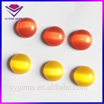 Alibaba Hot New Products Bottom Flat Round Shape Colors Syntehtic Cat Eye Gemstone