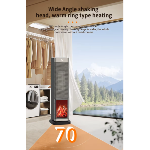 Portable PTC Ceramic Heater with 3D Flame Effect and Remote Control