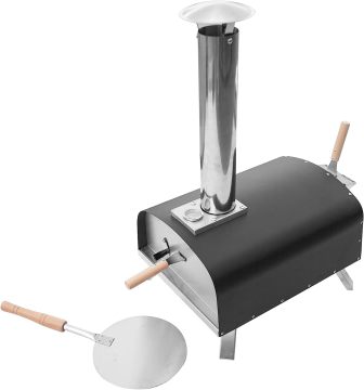 Kitchen Outdoor Pizza Oven Portable Wooden Pellet Heated Pizza Oven with 33cm Pizza Stone Stainless Steel
