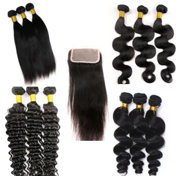 Peruvian Virgin Human Hair Bundles Frontal Lace Closure Curly Bundles With Closure