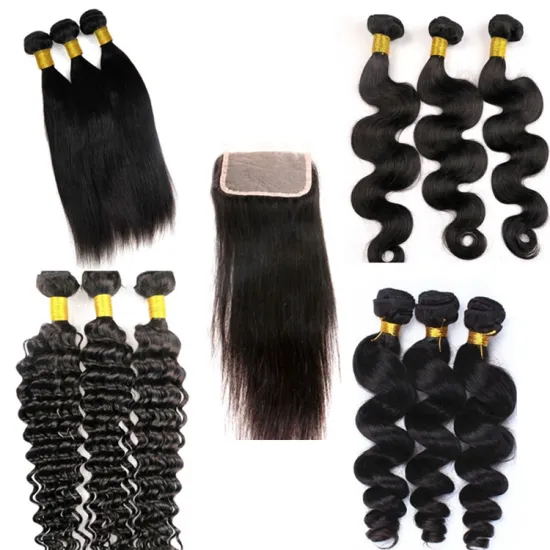Peruvian Virgin Human Hair Bundles Frontal Lace Closure Curly Bundles With Closure