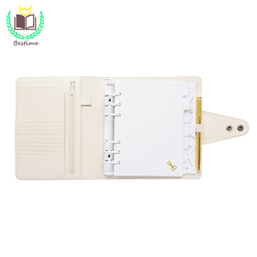 Cute Custom Logo Faux Leather A5 White Planner Cover