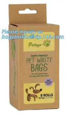 biodegradable plastic customized dog pet waste poop bags, Cardboard packing biodegradable dog waste pet poop doggy bag