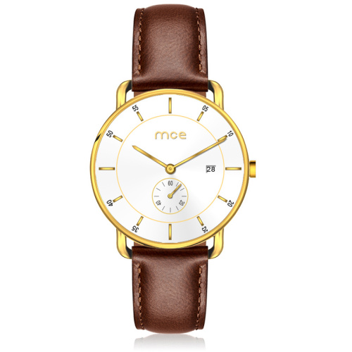 Luxury Watch Made In Prc Stainless Steel Case Leather Strap Watch