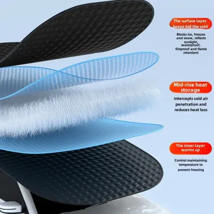 Thickened Magnetic Snow Cover for Black Car with Antifreeze Half Cover