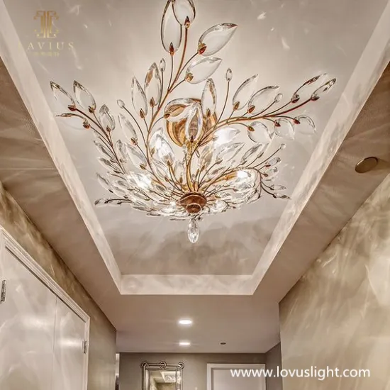 Crystal petal shape custom hotel corridor chandelier Ceiling decoration custom chandelier