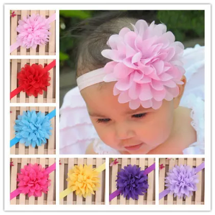 2017 new trend wholesale children chiffon flower headbands