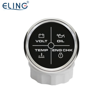 52mm 4 LED Engine Alarm Gauge with Voltmeter, Oil Pressure, Water Temperature, and Red Backlight for Cars and Trucks