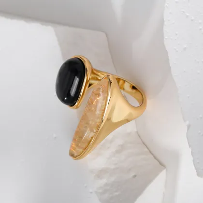 Black Agate Ring Smoky Quartz Special Shaped Rings