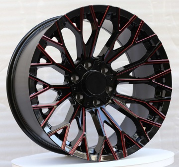 20-inch gloss black wheel with red milled edge