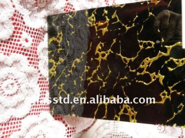 black and golden laminate glass for background wall