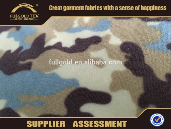 2016 fashion spun velvet fabric camouflage printed fabric in keqiao fullgold                        
                                                Quality Choice