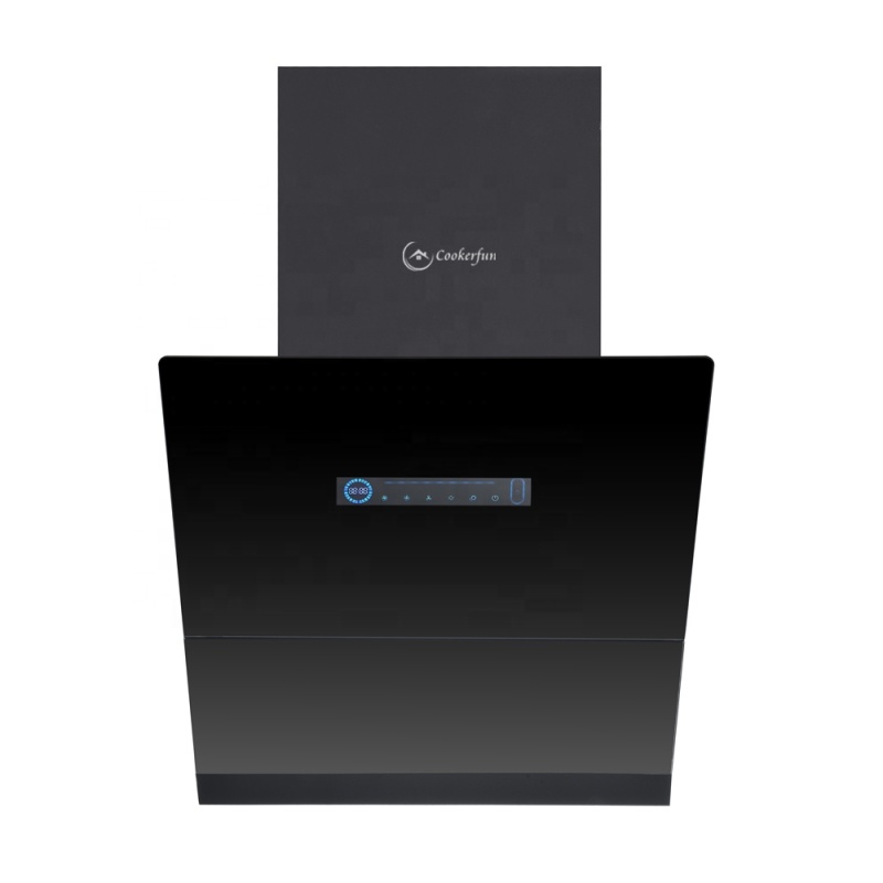 CE,CB 900mm Black Tempered Glass Automatic Open Chinese Kitchen Exhaust Range Hood Kitchen Chimney Exhaust Hood