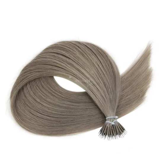 Unprocessed Silky Straight Human Hair Ombre Brown Extensions Human Hair 20Inch Remy Cuticle Aligned Nano Ring Russian Extensions
