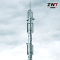 Torre estaiada erigível para sistemas de comunicação
