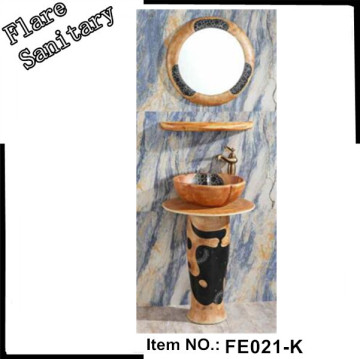 Hotel bathroom washroom porcelain brown and black pedestal wash basin