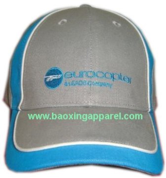 sports cap hat with contrasting piping and application