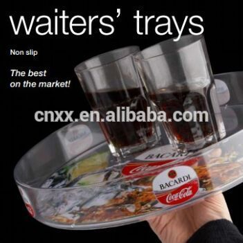 PS Dia 33.2cm Plastic transparent round snack serving tray/TPR anti-skid anti-slip tray