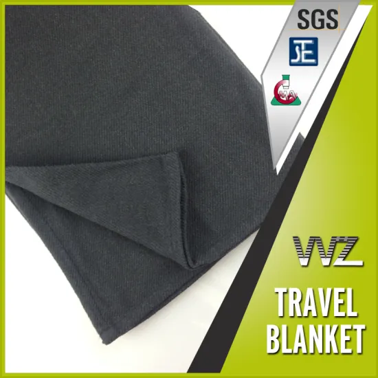 Modacrylic flame retardant woven travel blanket black color soft hand feel as wool