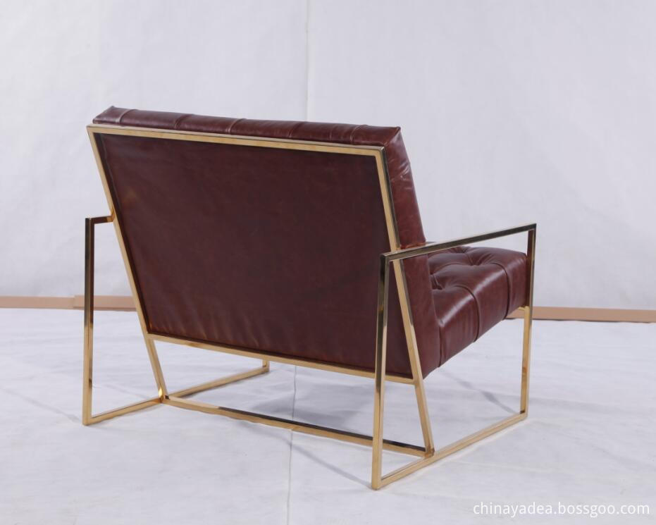 Wax Leather Brass Finish Chairs