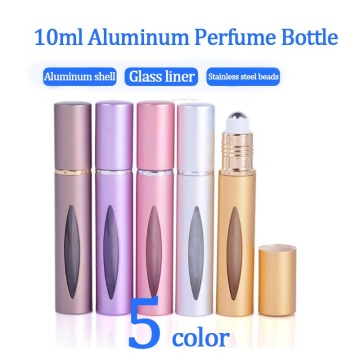 MUB-10ml Aluminum Perfume Bottle Steel Roll-on Essential Oil Bottle Mini Travel Refillable Case Convenient Cosmetics Oil Bottles