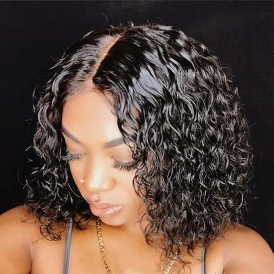 Wholesale Short Cut Pixie Curly Bob Wig With Brazilian Human Remy Hair 13X4X1 Transparent T Lace Part Wig For Black Women