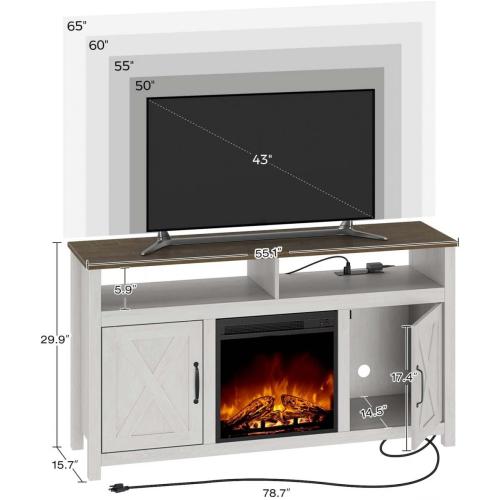 Fireplace TV Stand with LED Lights