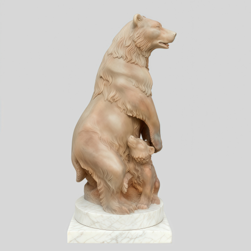 Premium Stone Sculpture of Mother Bear and Cub