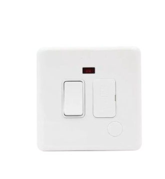 1Gang Switch 13A Fused Cable Outlet With Neon