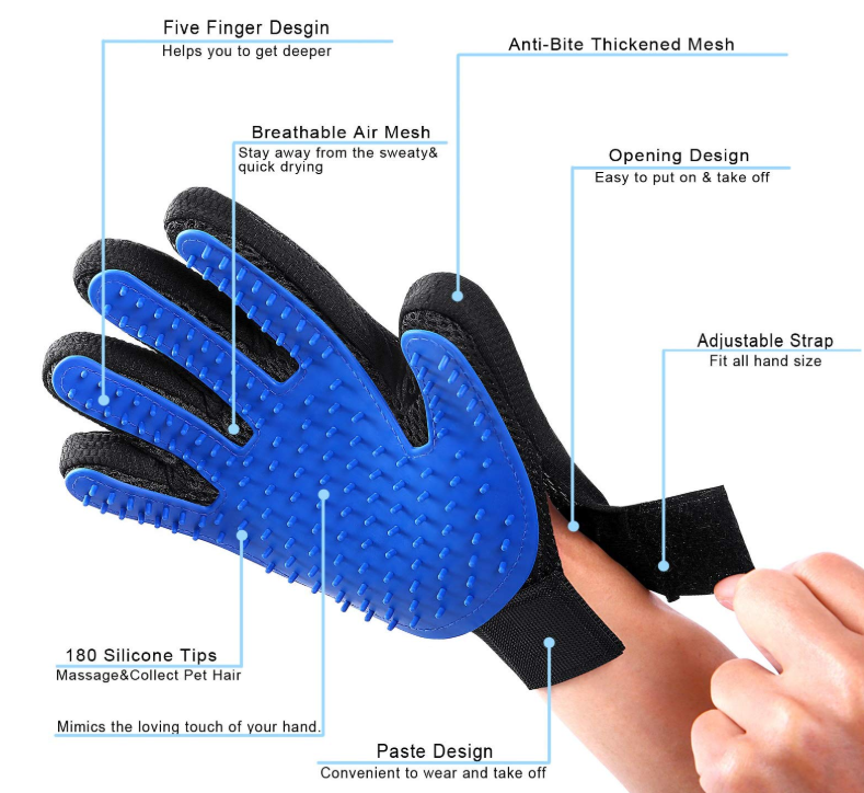 2 Gentle Pet Grooming Gloves