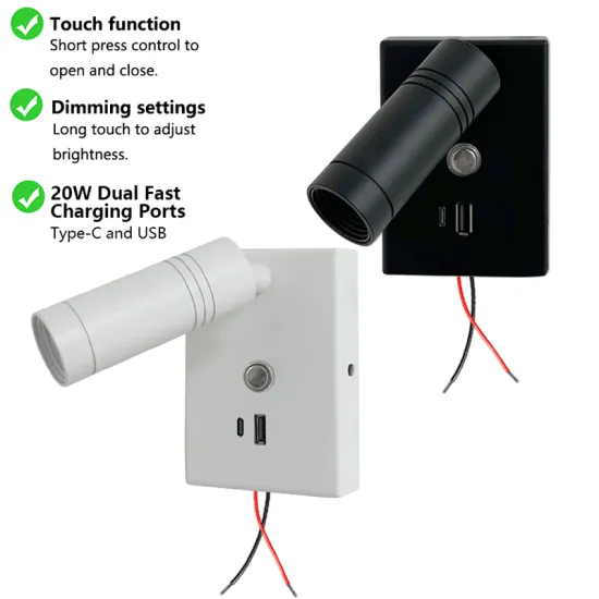 24V LED Spot Wall Lamp with USB Type C Port for CamperVan Boat Interior