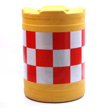 Japan Market Yellow Reflective Rotomold LLDPE Crash Traffic Barrier Barrel For Car Protection