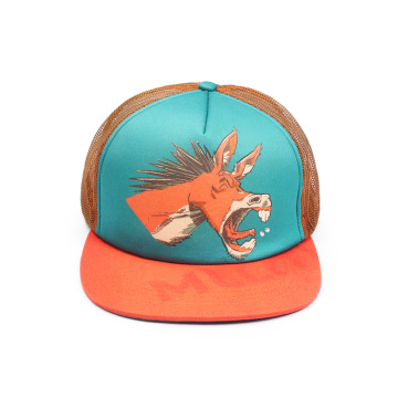 Gorra de malla con snapback de 5 paneles con estampado de animales de verano