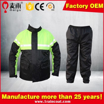 Maiyu polyester 100% lightweight waterproof windbreaker rain jacket,moto rain suit with pants