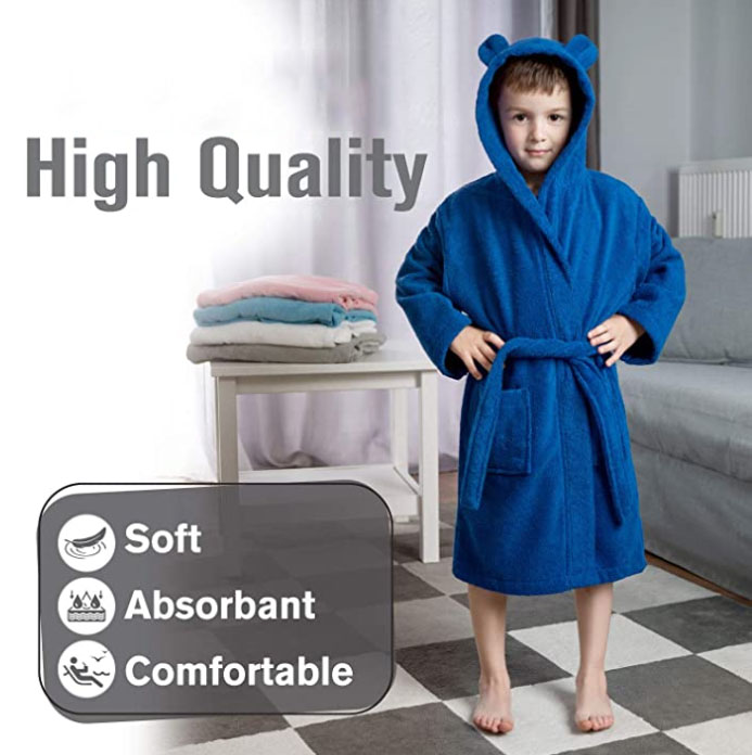 Bathrobe Cotton Terry Kids Poncho Bath Robe