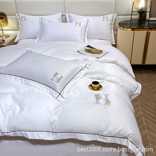 High-End Three-Piece Embroidered Summer Ice Silk Bedding Set - European Style Wholesale