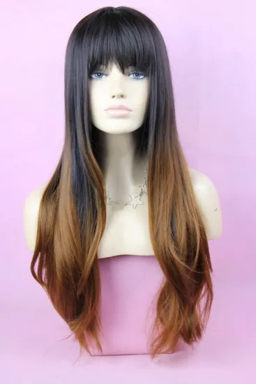 hotselling long synthetic hair ombre wig for women