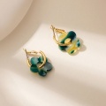 Simple Colored Flower Earring with Gradient Green Acrylic