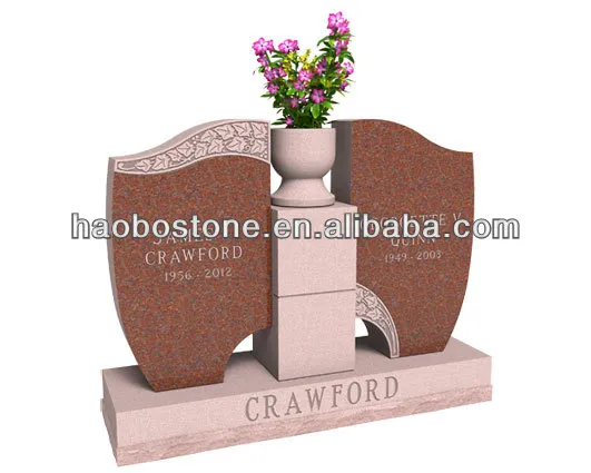 China Red Granite Double Grave Monuments