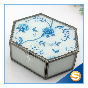 Shinny Gifts Beveled Glass Jewelry Case Stained Glass Box Design Wedding Gifts