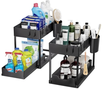 Sliding Cabinet Storage Rack: Kitchen and Bathroom Organizer Shelf