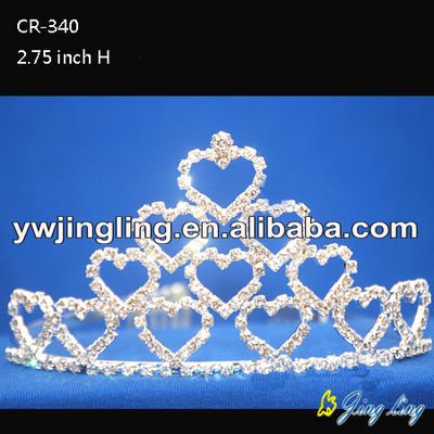 Heart Shape Wholesale Rhinestone Love Pageant Crowns
