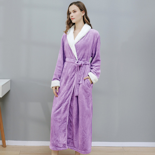 Thicker Long Flannel Sleepwear for Women and Man