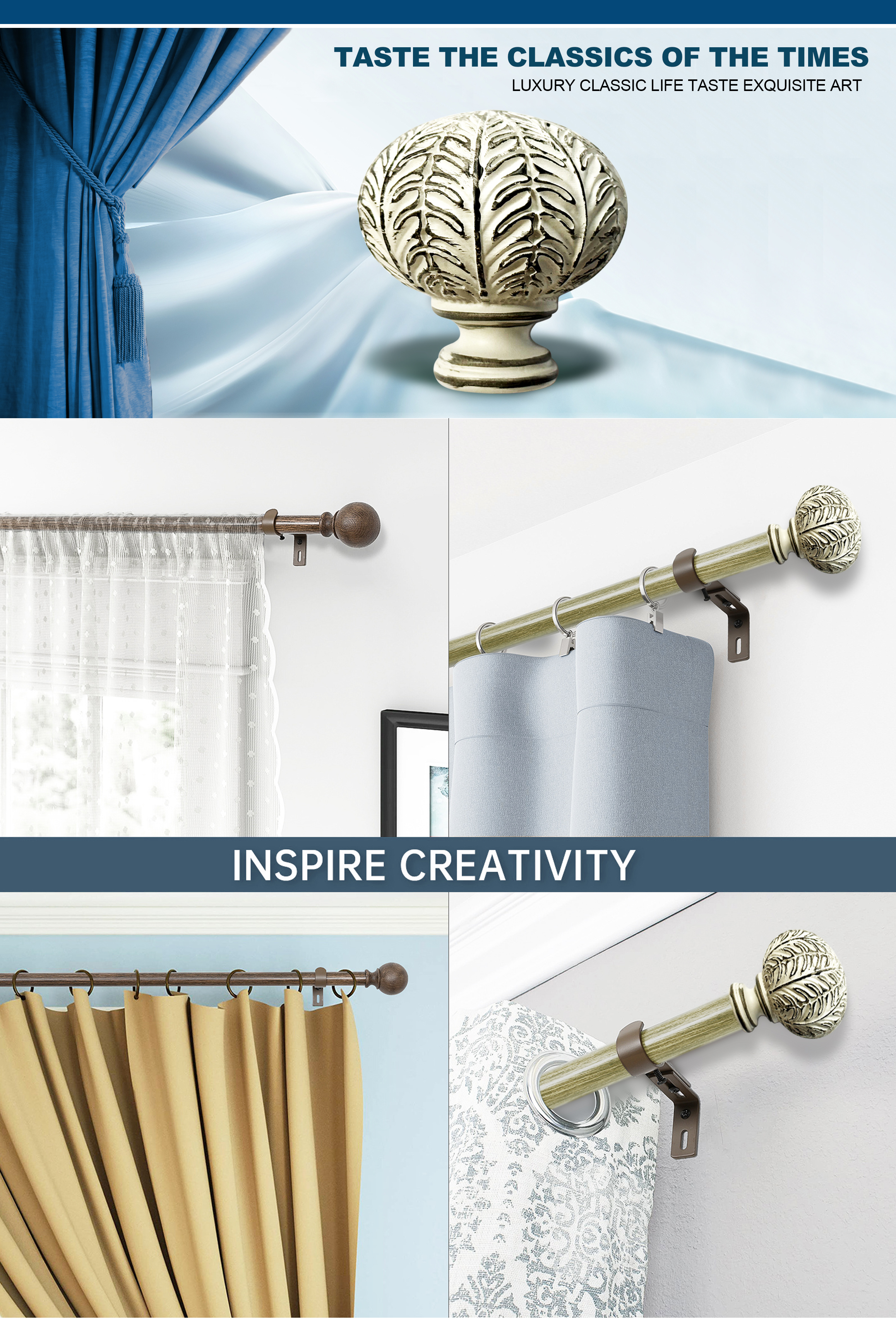 Exquisite resin material Curtain Rods