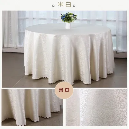 White Polyester Rectangle Tablecloth Set for Dining and Wedding Parties
