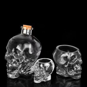 두개골 와인 병 : 위스키/데킬라 용 원형 유리 두개골 병, 410ml/750ml