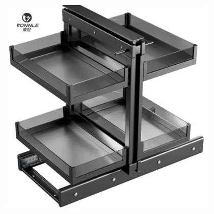 Stainless Steel Corner Pull Basket with Damping Hardware