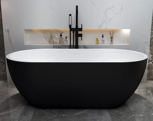 Mansfield FreeStanding Tub صغير الحوض باسريليك الأسود الأسود